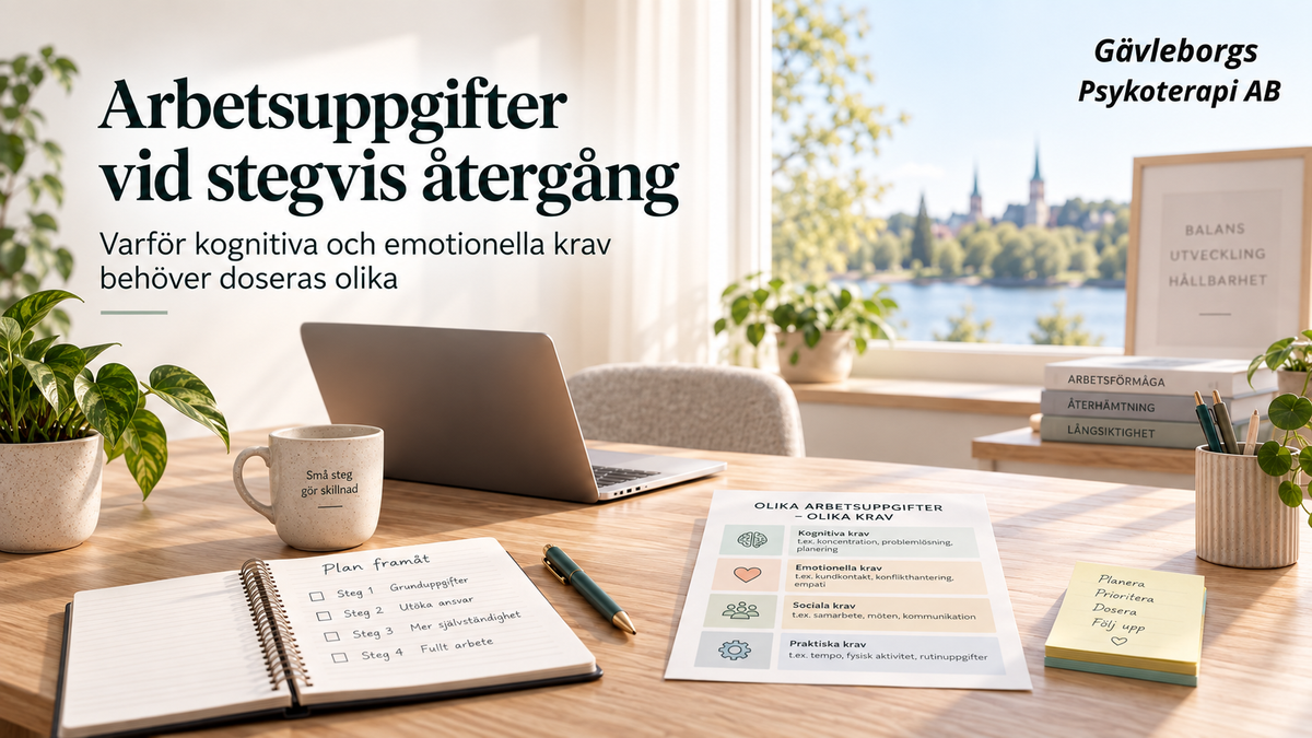 Arbetsuppgifter vid stegvis återgång – varför kognitiva och emotionella krav behöver doseras olika