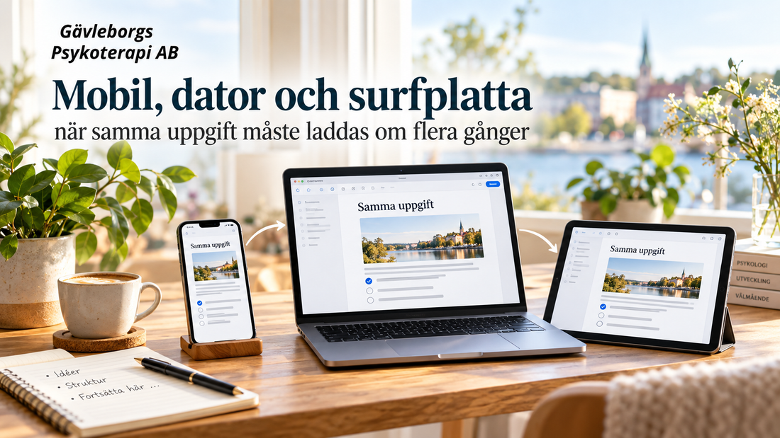 Att växla mellan mobil, dator och surfplatta – när samma uppgift måste laddas om flera gånger
