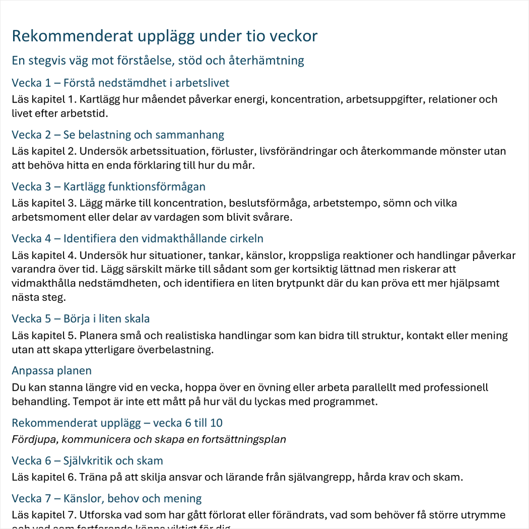 Nedstämdhet och återhämtning i arbetslivet