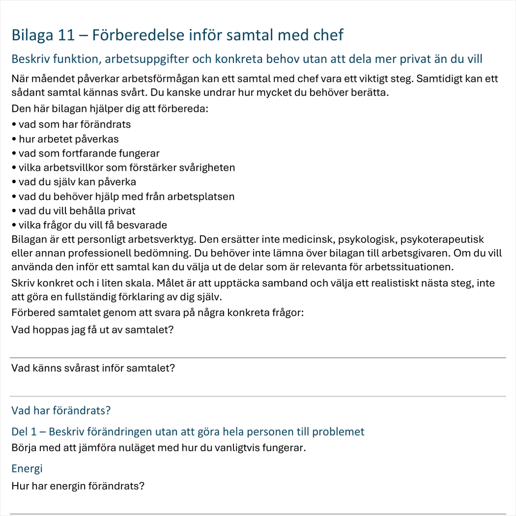 Nedstämdhet och återhämtning i arbetslivet