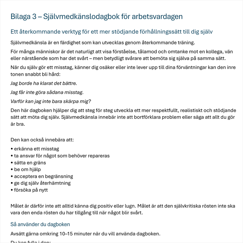 Självkänsla och självkritik i arbetslivet