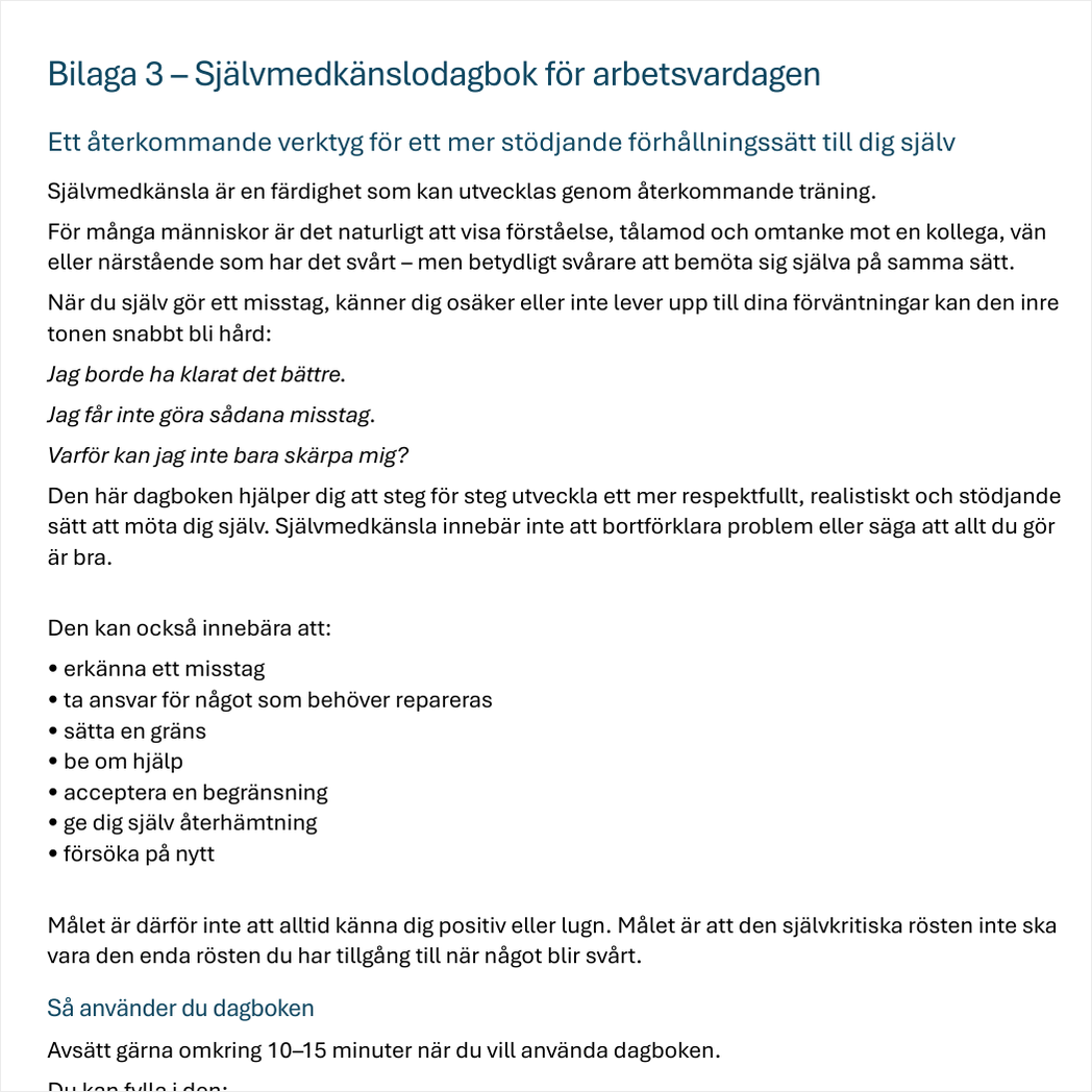 Självkänsla och självkritik i arbetslivet